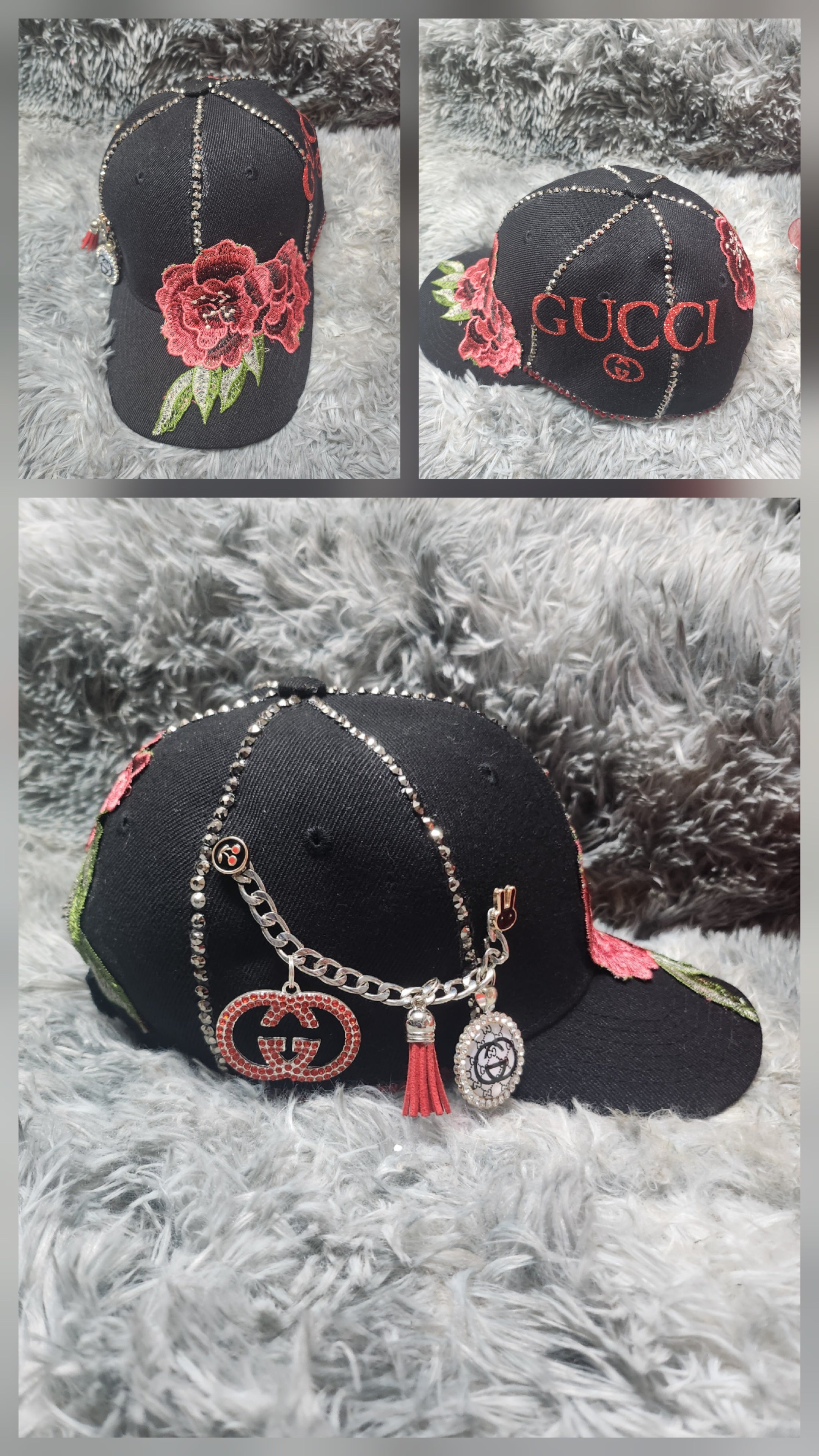 Black Trucker Hat w/rose